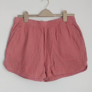 CYNTHIA ROWLEY Women's Size Large Gauzy All Cotton Shorts Beachy Coral Pockets